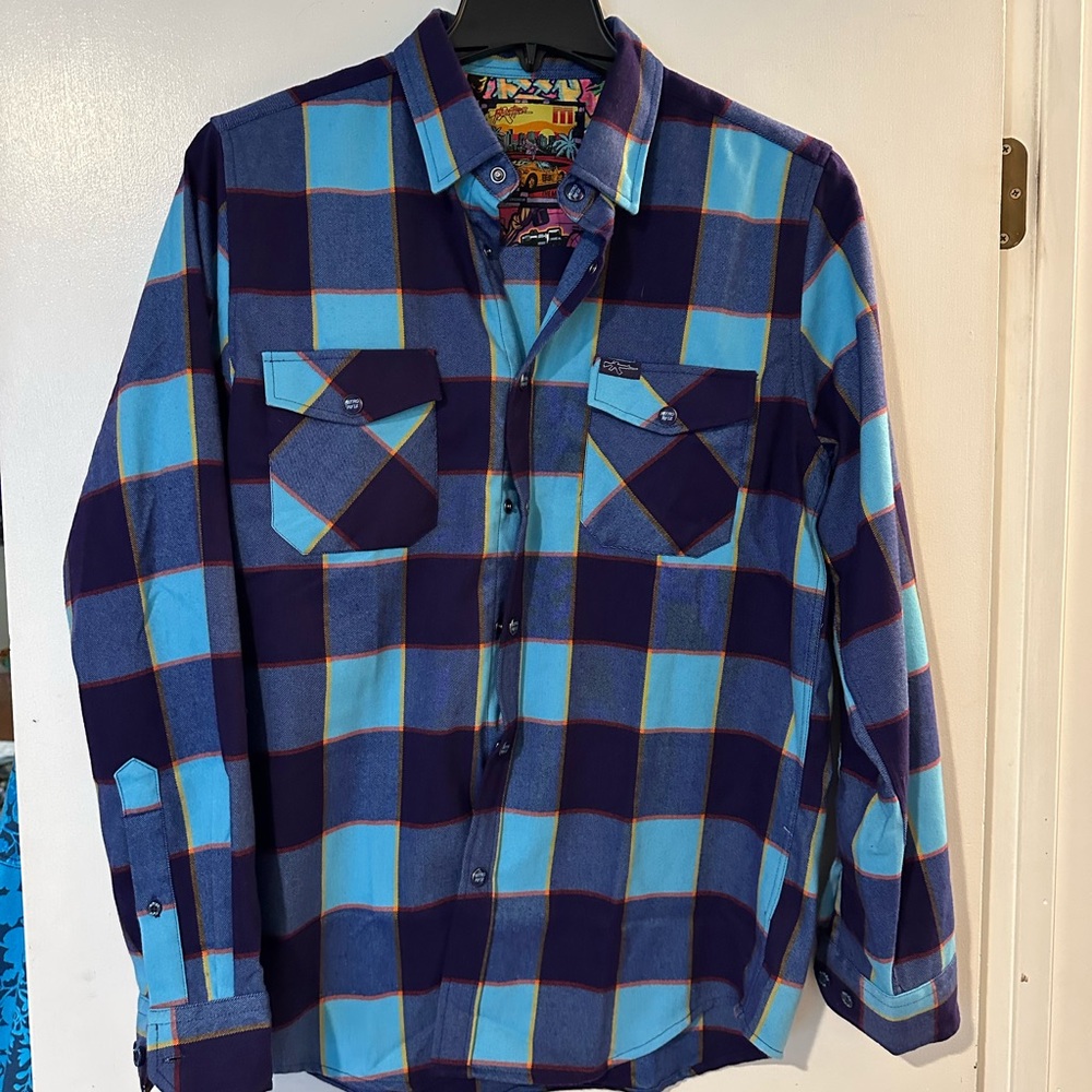 Mural Blue and Purple Checkered Men's Shirt